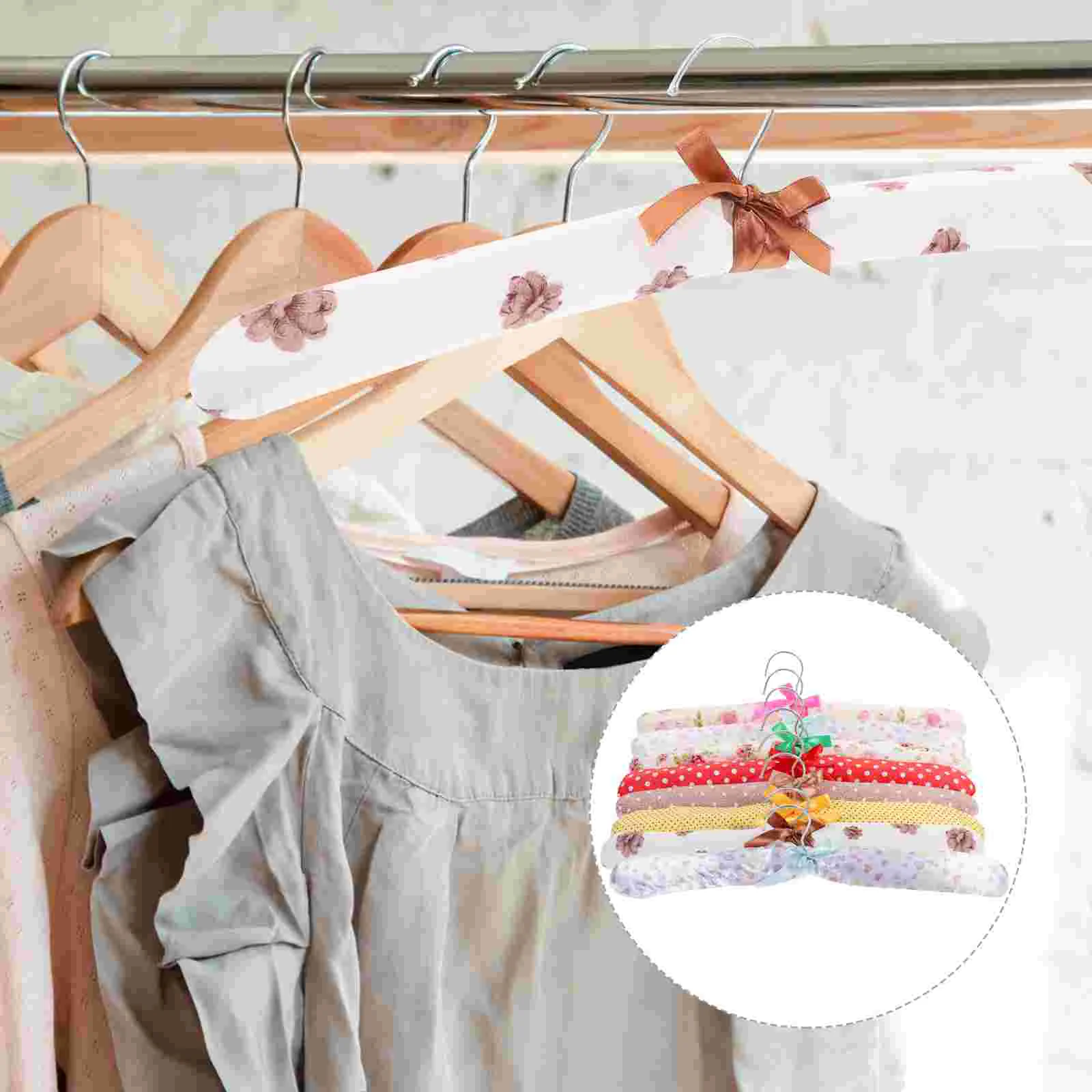

10 Pcs Wedding Hanger Coat Hangers Sweater Hangers Calico Bag Satin Hangers Wooden Suit Clothes Hangers Women's