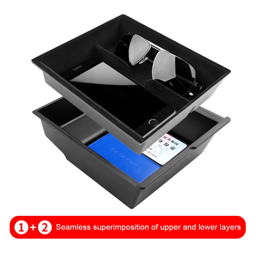 

Для Tesla Model 3/Y ящик для хранения на центральную панель управления двухслойный автомобильный центральный подлокотник, противоскользящий для ...