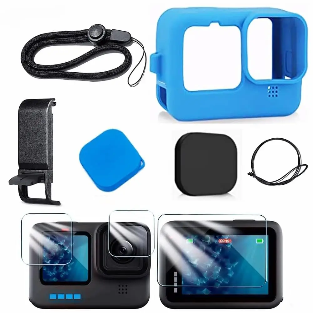 Черная силиконовая деталь для GoPro Hero 12 11 10 9 защитная крышка объектива спортивной