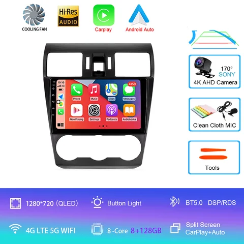 Автомобильный радиоприемник Android 14 Carplay, мультимедийный плеер для Subaru Forester 4 SJ XV WRX 2012-2015 2018, авторадио, GPS, стерео головное устройство