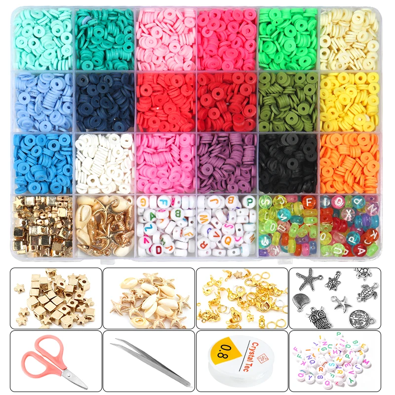

DIY Bracelets Kit Polymer Clay Beads for Jewelry Making Accessories DIY Bracelets Necklace Earring Craft Kits For Children Gift