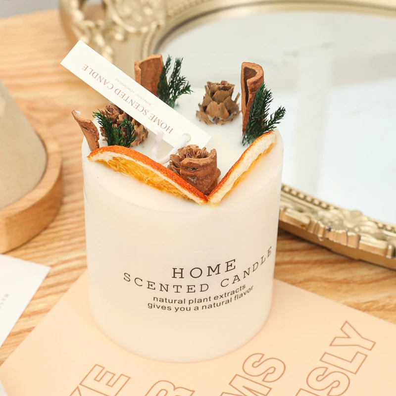 Romantic Aromatherapy Candles Creative Soy Wax with Wood Stand for New Year Wedding Flower Candles Party Home Decoration Gifts