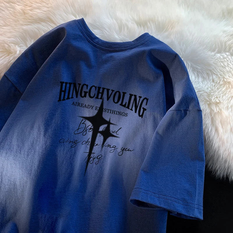 Футболка мужская с коротким рукавом модный брендовый свободный хлопковый топ в