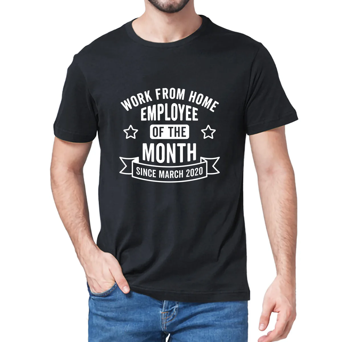 

Unisex Work From Home Employee of the Month Since March 2020 Men's 100% Cotton Short Sleeve T-Shirt Streetwear Funny Tee