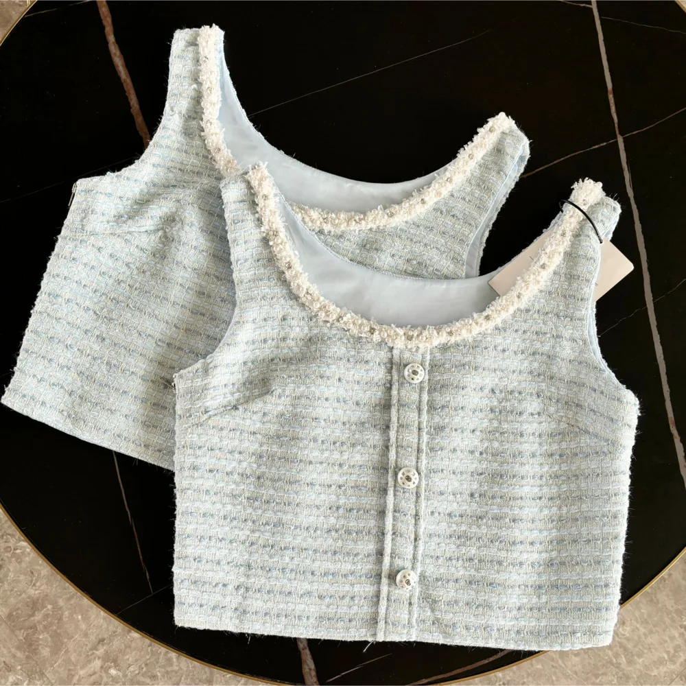 Женский твидовый костюм комплект из двух предметов кофта с завышенной талией и