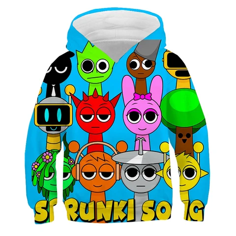 Детские толстовки Sprunki, толстовки с капюшоном с героями мультфильмов « Incredibox», весенне-осенний пуловер с длинными рукавами для мальчиков и девочек, топы, детская одежда