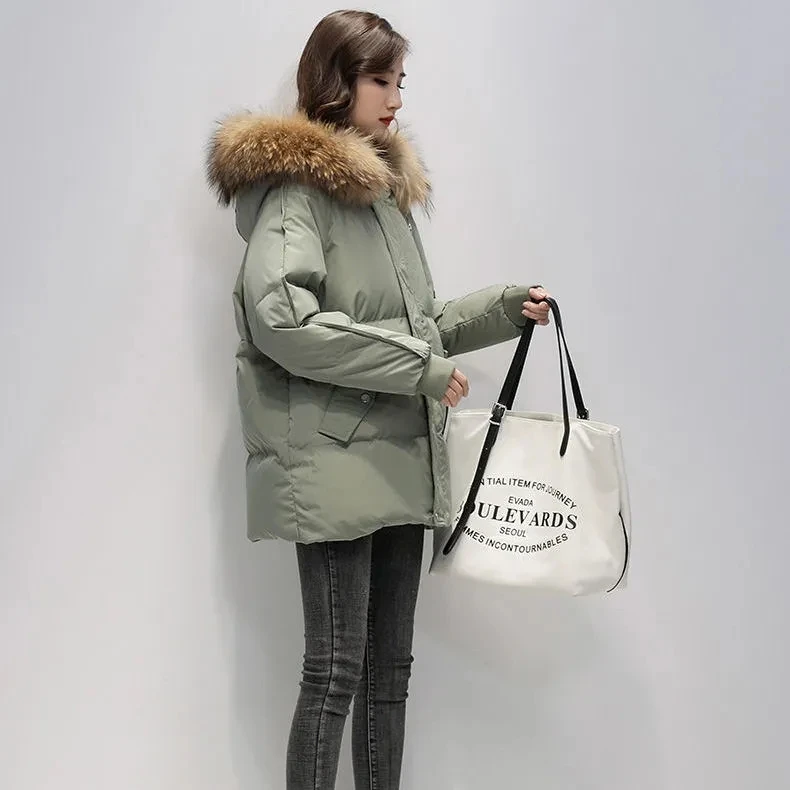 Womens Winter Loose Jacket 2022 New Korean Windproof Hooded Down Cotton Parkas Coat Woman Thicken Warm Cotton-Padded Coats S-3XL