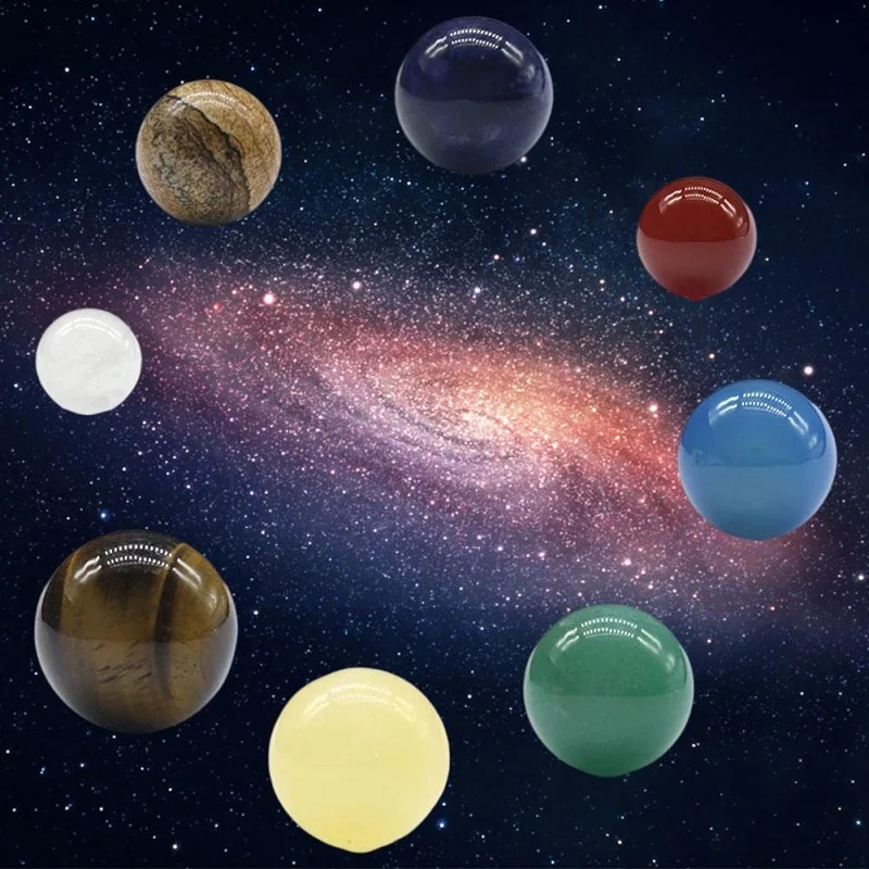 

Восемь планет, природные хрустальные сферы, солнечная система, круглый шар, бусины, драгоценный камень, образцы руды, коллекционные украшен...
