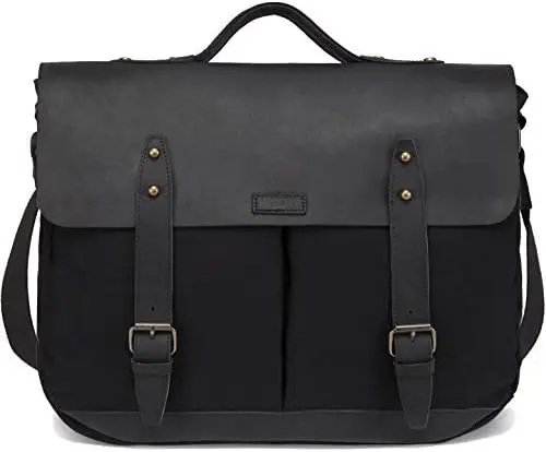 

Холщовая сумка-мессенджер для мужчин, винтажная деловая сумка-портфель для ноутбука 15,6 дюйма, сумка через плечо