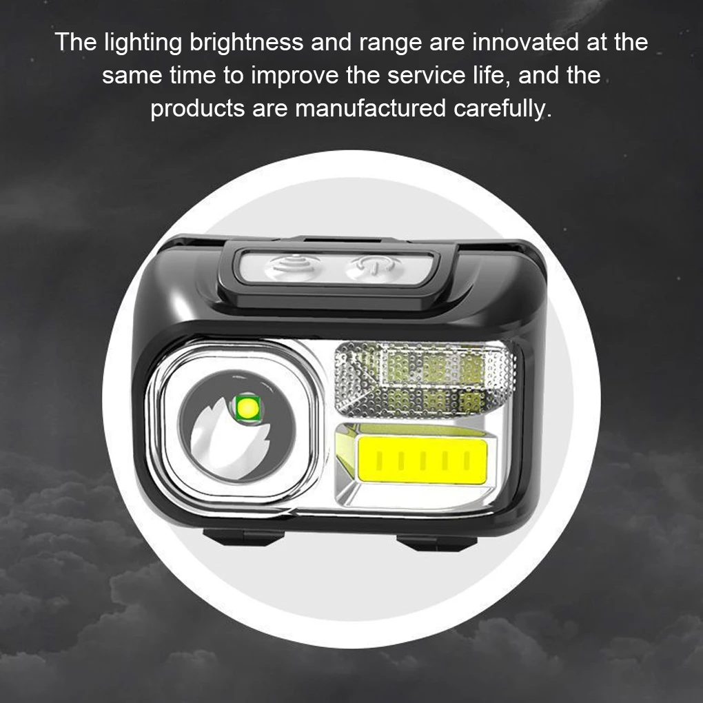 

Motions Sensor Headlamp Rechargeable Headlight Induction 5 Gears Brightness Dimmable Head Lamp Outdoor Hiking Fishing