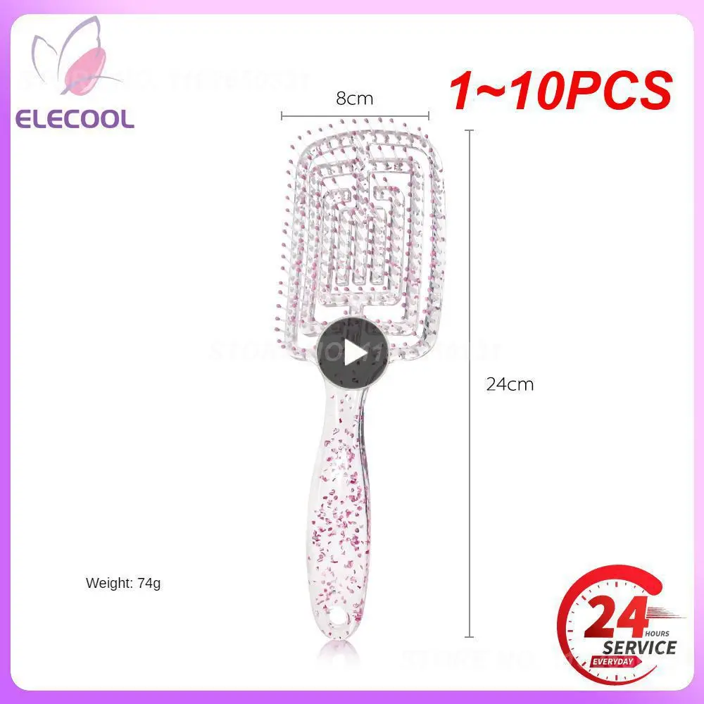 

1~10PCS Styling Comb Fluffy Shape Wet Using Hollow Out Anti-static Hairdressing Plastic Curved Handle Massage Hair Brush for