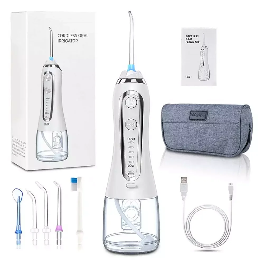 5 Modes Portable Oral Irrigator 300ml Dental Water Flosser Jet USB Rechargeable Irrigator Dental Teeth Cleaner + 5 Jet Tip & enlarge