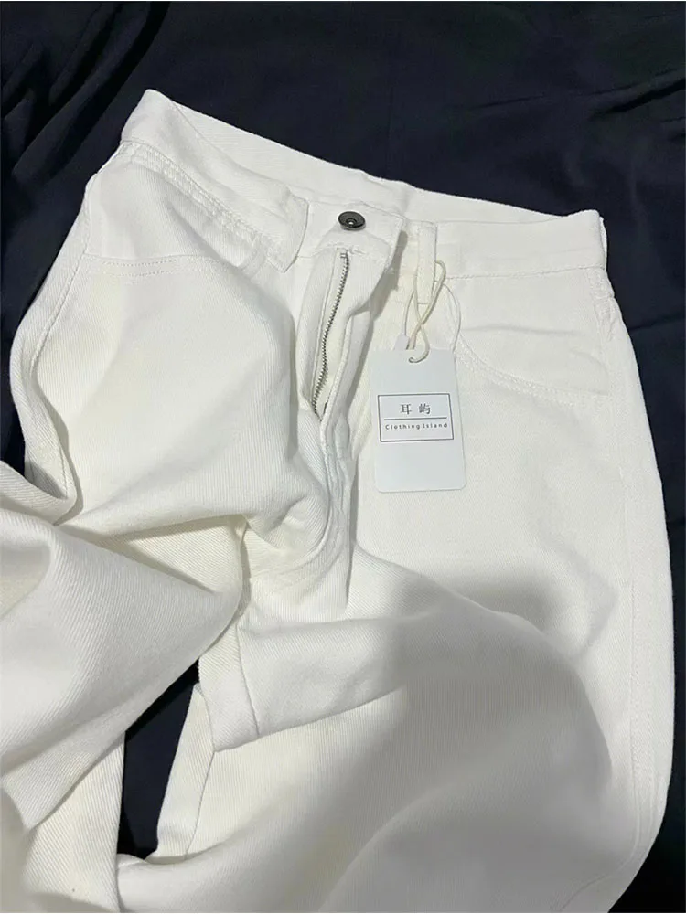 

Женские джинсы с завышенной талией, белые свободные прямые широкие джинсовые брюки, Повседневная Уличная одежда, винтажные мешковатые штан...