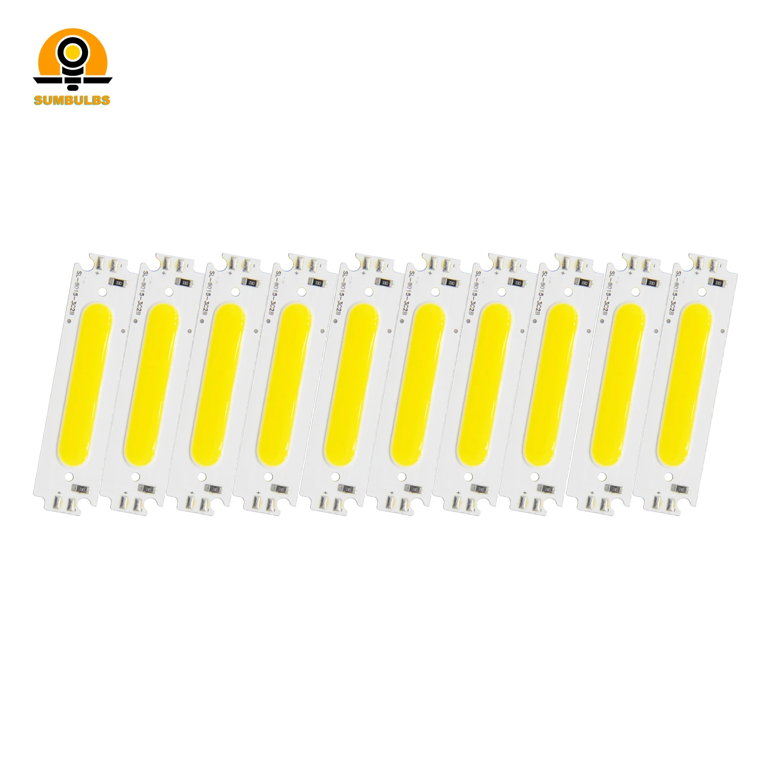 

SUMBULBS 10pcs Bulk Sale 60x15mm COB Strip DC 12V LED Module Chip Light 2w 8 Colors Available for DIY Work Light Desk Lamp