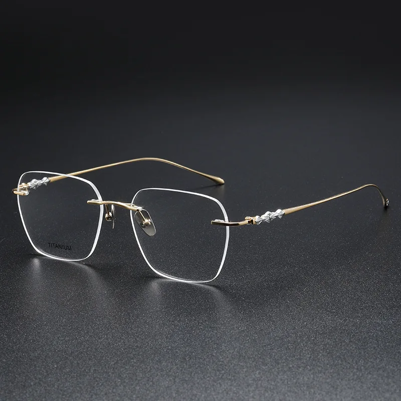 

Японские титановые оправы для очков ручной работы, ретро многоугольные очки без оправы, мужские и женские ультралегкие удобные очки высшего качества