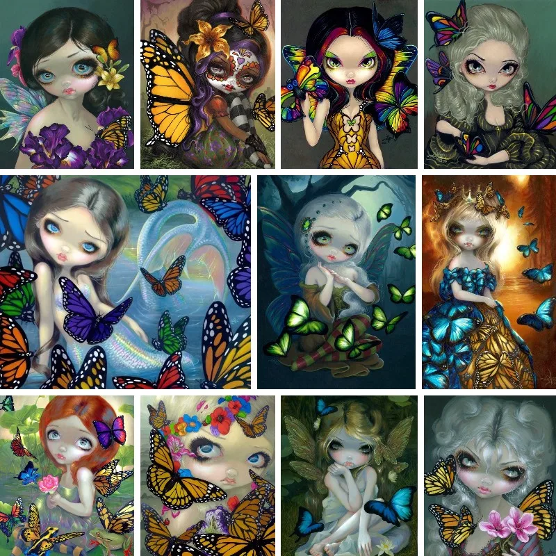

5d Full Drill Diamond Painting Butterflies and Fairy Girl Cartoon Diy Diamond Embroidery Home Decoration Rhinestone Picture