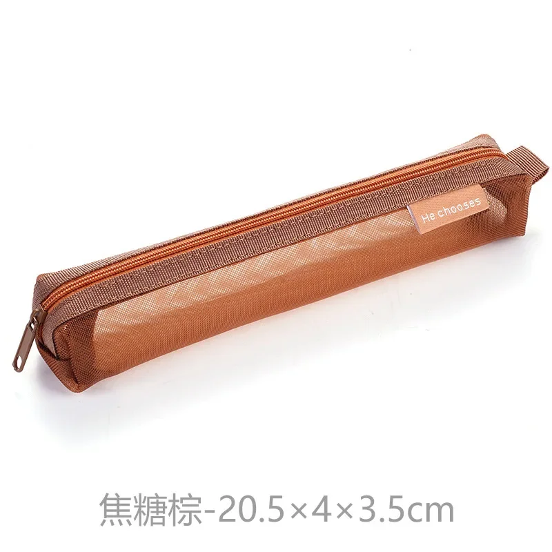 

Чехол для макияжа, сетчатый прозрачный косметический чехол для кистей, студенческий однотонный нейлоновый школьный пенал на молнии