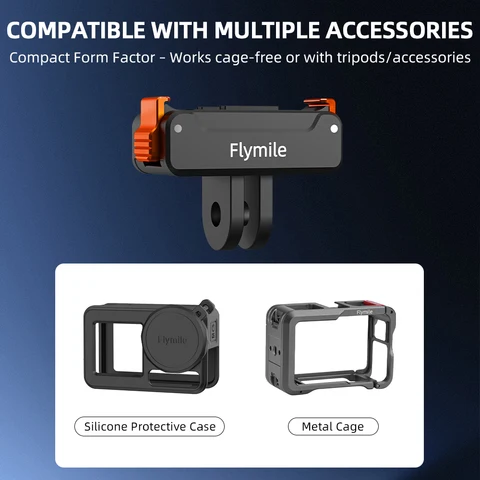 Магнитный быстроразъемный адаптер Flymile для DJI Osmo360/Action 5 Pro, аксессуар, удлинительный кронштейн с двойным концом