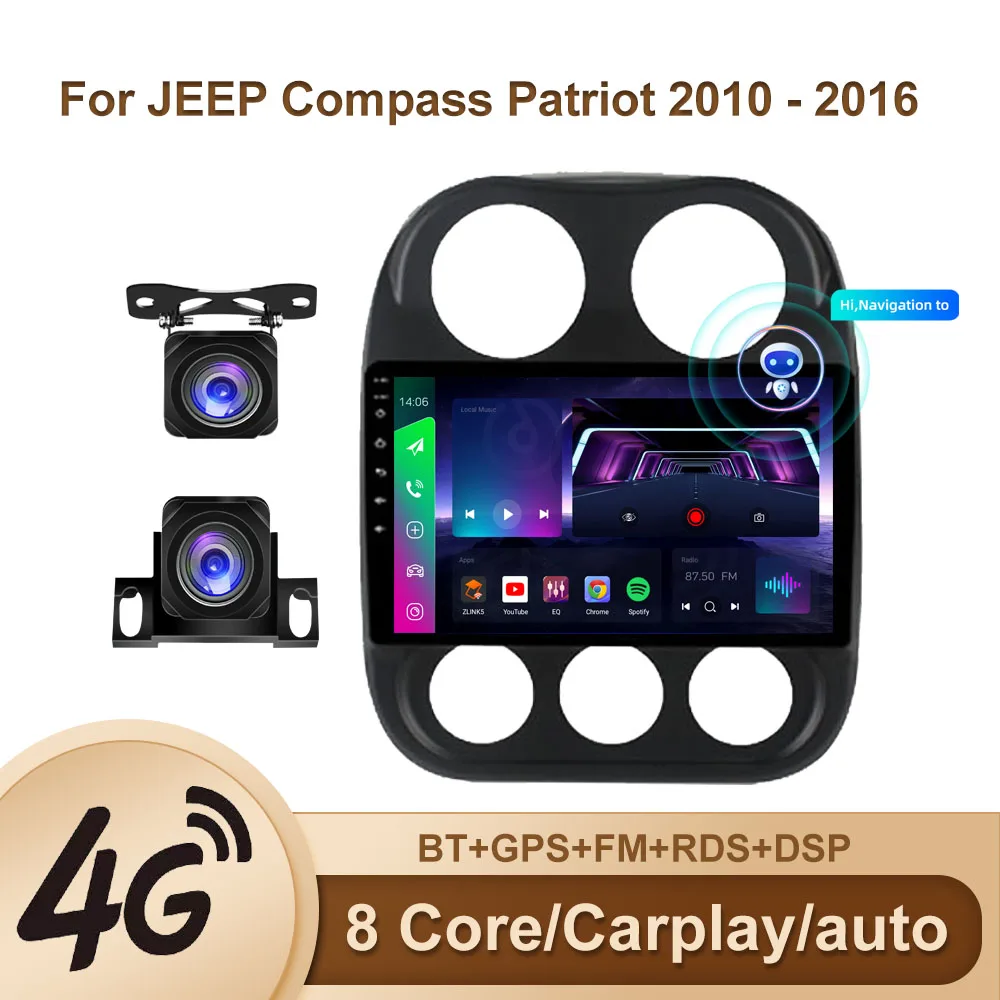 Car Radio For JEEP Compass Patriot 2010-2016 Autoradio Stereo 2 Din Player Antenna GPS Navigation Carplay DSP OBD No CD Player