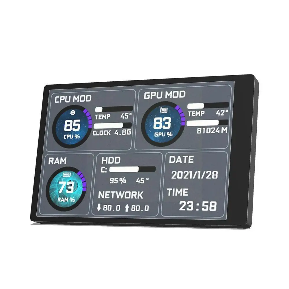 

Computer Monitor For Mini Itx 3.5 Inch Ips Type-c Secondary Screen Cpu Gpu Ram Hdd Monitoring Usb Display J7e3