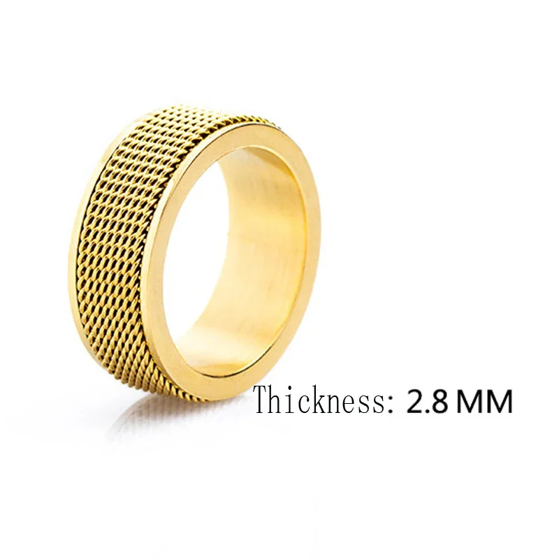 8 мм модные плетеные сетчатые вращающиеся кольца из нержавеющей стали для мужчин