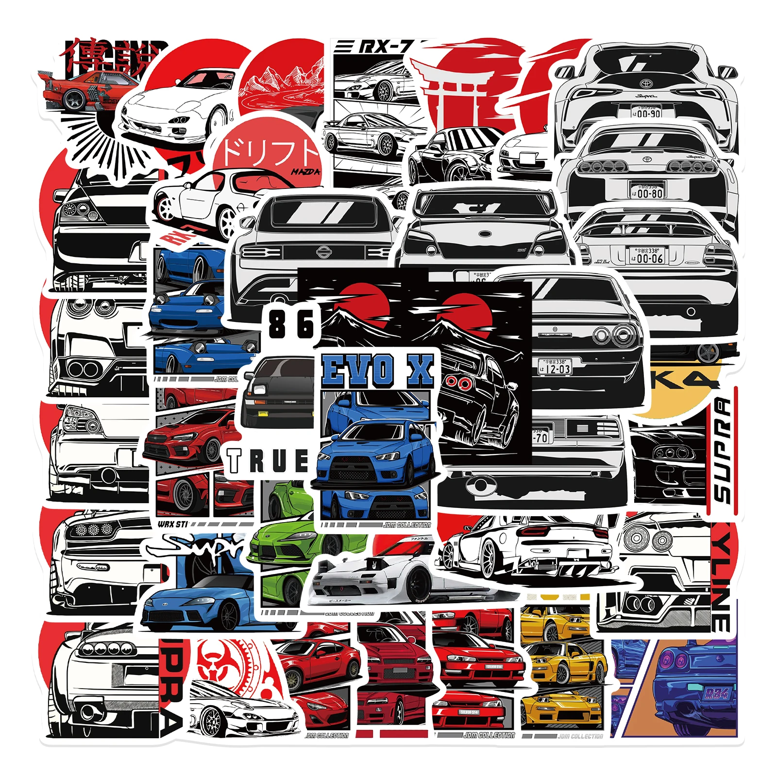

10/50pcs JDM Racing Car Modification Stickers graffiti Sticker for Girls DIY Luggage Laptop Motorcycle Sticker