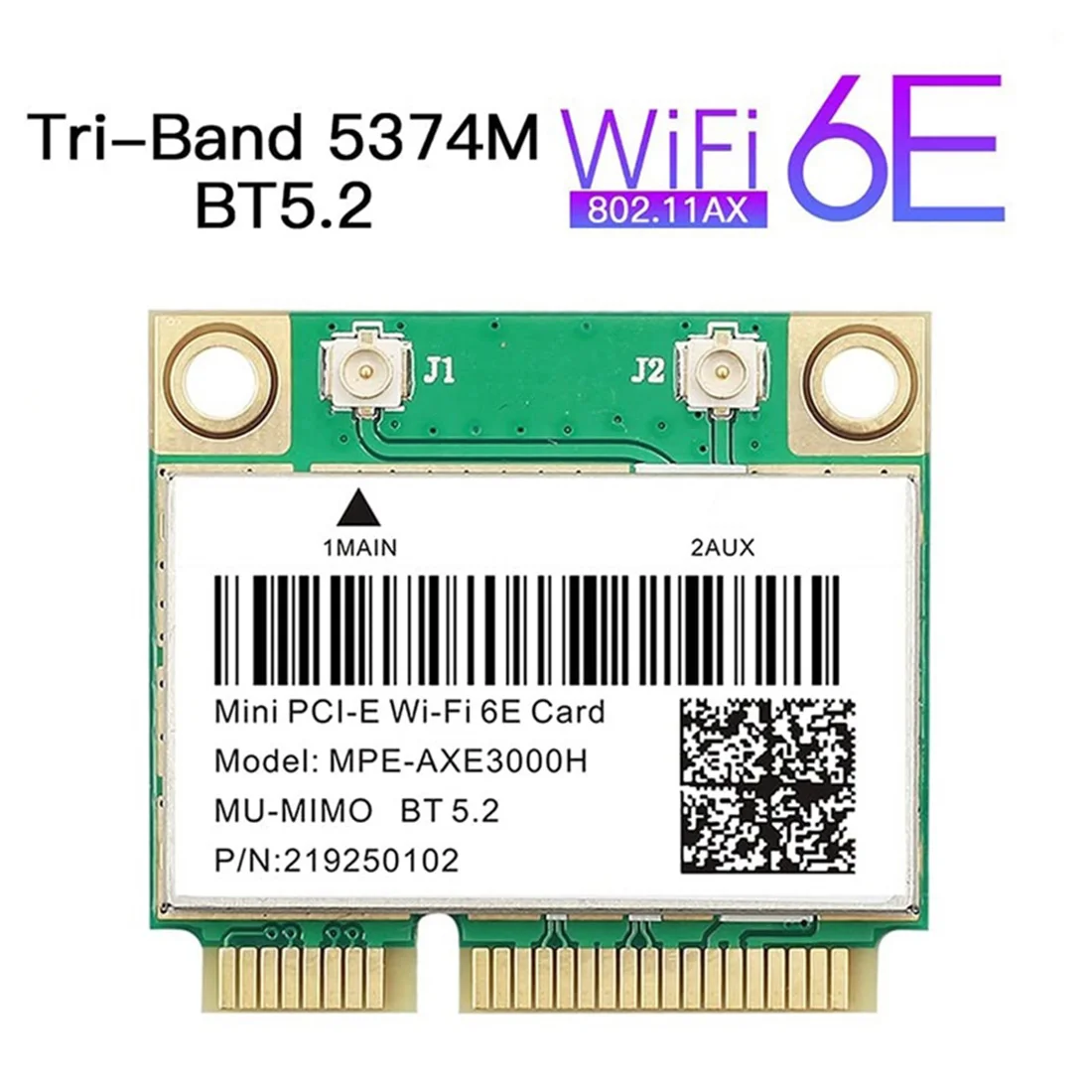 MPE-AXE3000H Беспроводная карта Wi-Fi 6E 5374 Мбит/с AX210 Mini PCIE Wi-Fi-карта Bluetooth 5.2 802.11AX 2 4G/5G/6Ghz Wlan