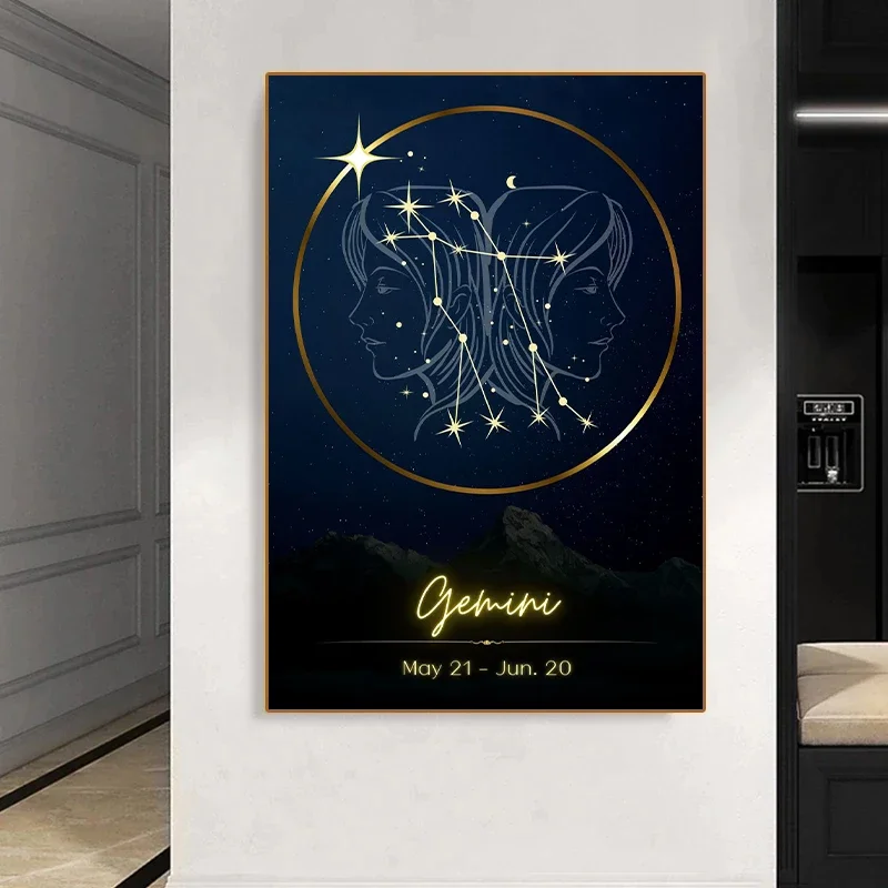 Плакат c созвездиями Capricorn Водолей рыбы Gemini Leo Virgo весы Скорпион Стрелец Картина на