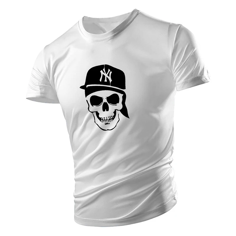 

New Summer Men's Casual T-Shirts Quick-Drying Tees Shirt Top Skull Printed Clothing For Men Boy Breathable Comfort Sport Running