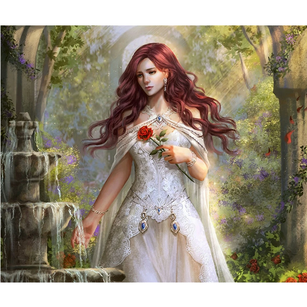 

Artwork Girl Flower DIY 5D Diamond Painting Full Drill Square Round Embroidery Mosaic Picture Of Rhinestones Home Decor Gifts