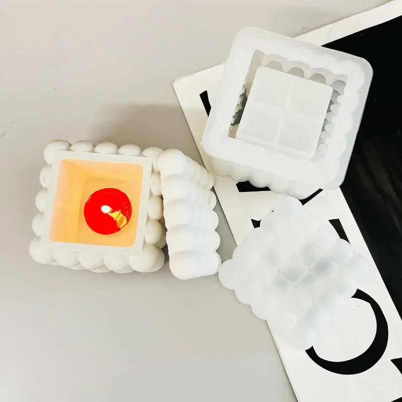 Силиконовая форма в форме кубика пузырьков-форма виде Рубика сосуда для свечей