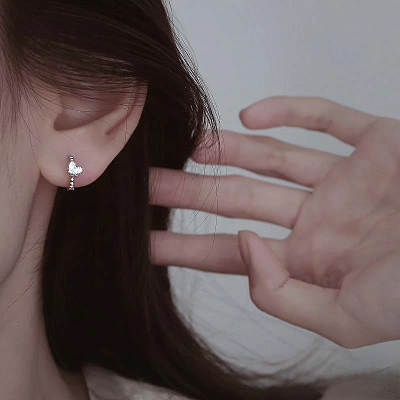 

Cute Grace Style Trendy Heart Earring Sweet Small Shiny Zircon Earring For Girl Women Earring Birthday Gift
