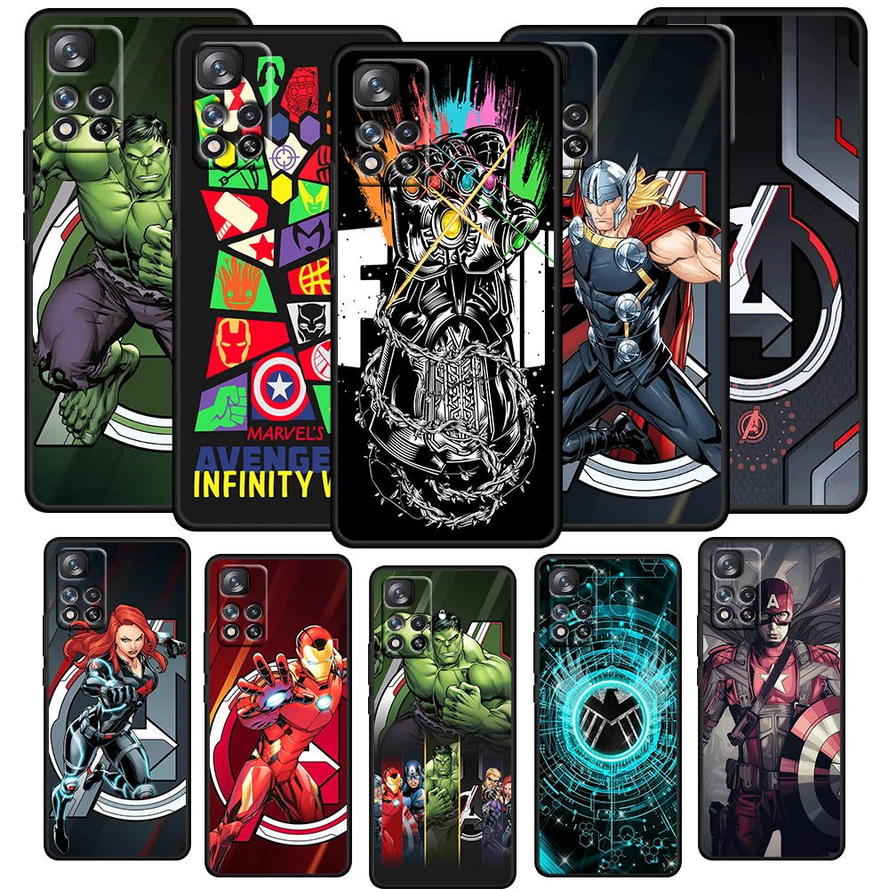 

Heroes Marvel Cool Case For Xiaomi Redmi Note 11E 11S 11 11T 10 10S 9 9T 9S 8 8T Pro Plus 5G Soft TPU Black Phone Cover Capa