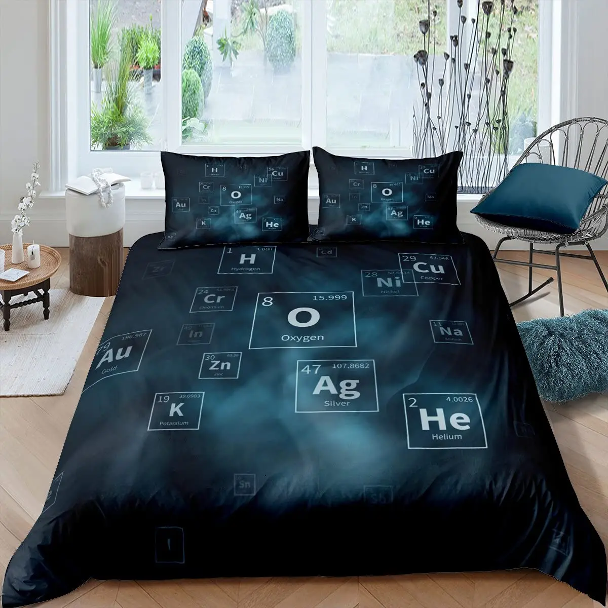 

Periodic Table of Elements Bedding Sets Chemistry Lovers Learning Image Polyester Bedding Set Blue Purple Science Duvet Cover