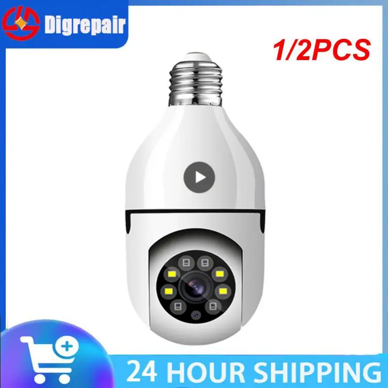 

1/2PCS E27 Bulb Wifi Surveillance Camera Indoor 4X Digital Zoom AI Human Detect Full Color Night Vision Wireless Camera Smart