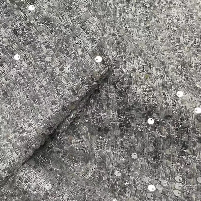 Ткань твидовая окрашенная в золотистую проволоку с блестками 50x145 см