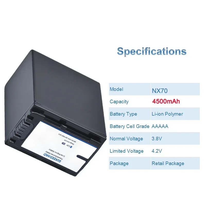 Аккумулятор GUKEEDIANZI большой емкости 4500 мАч для Sony NP FV30 FV50 FV60 FV70 PXW Z90 X70 NEX-VG30E HXR NX70 NX80