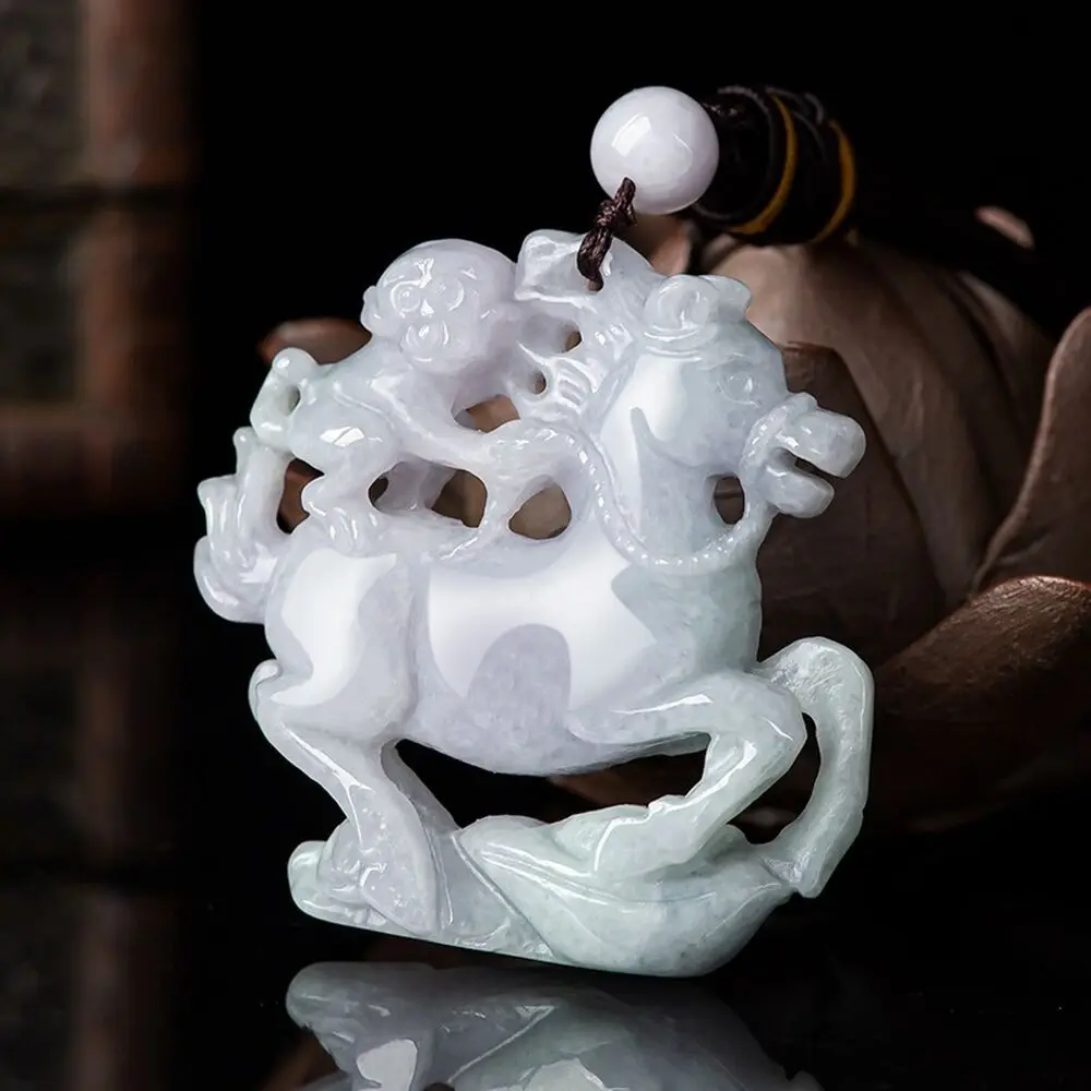 Natural Grade A Jade Jadeite Men Women Best Gift Lucky Horse Monkey Pendant