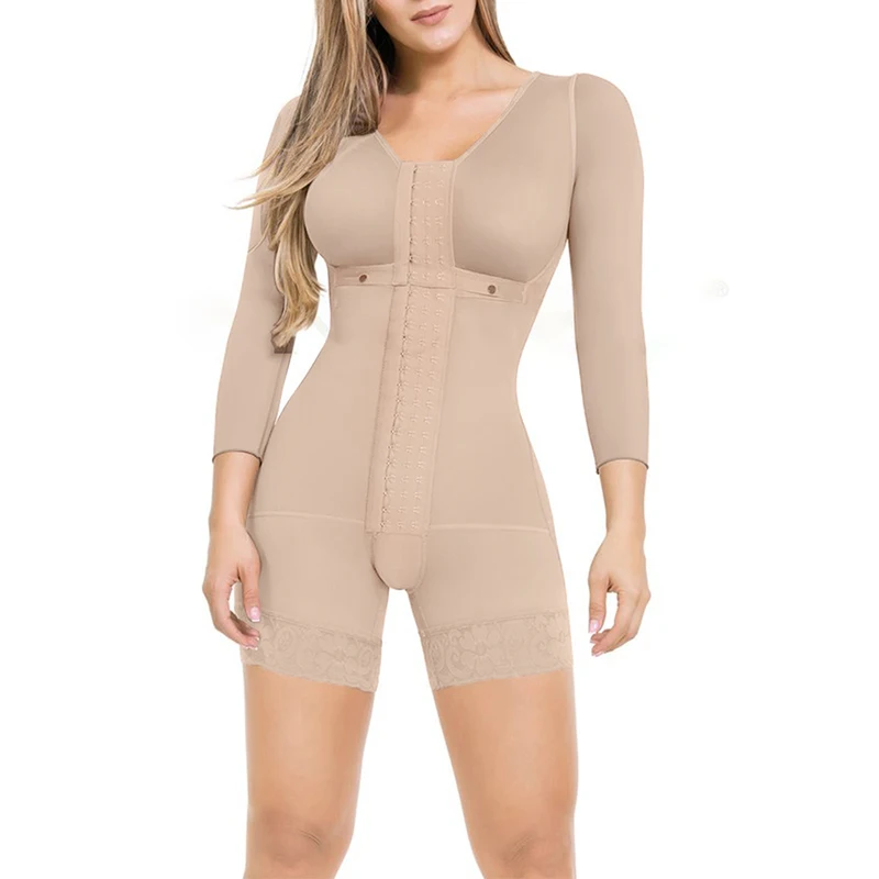 Fajas Women's Corset Sexy Shapewear Open Bust Long Sleeves Bodysuit Waist Trainer Body Sliming Shaping Woman