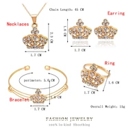 wangaiyao new fashion temperament bridal necklace earring set simple alloy heart shaped rhinestone crown four piece set female