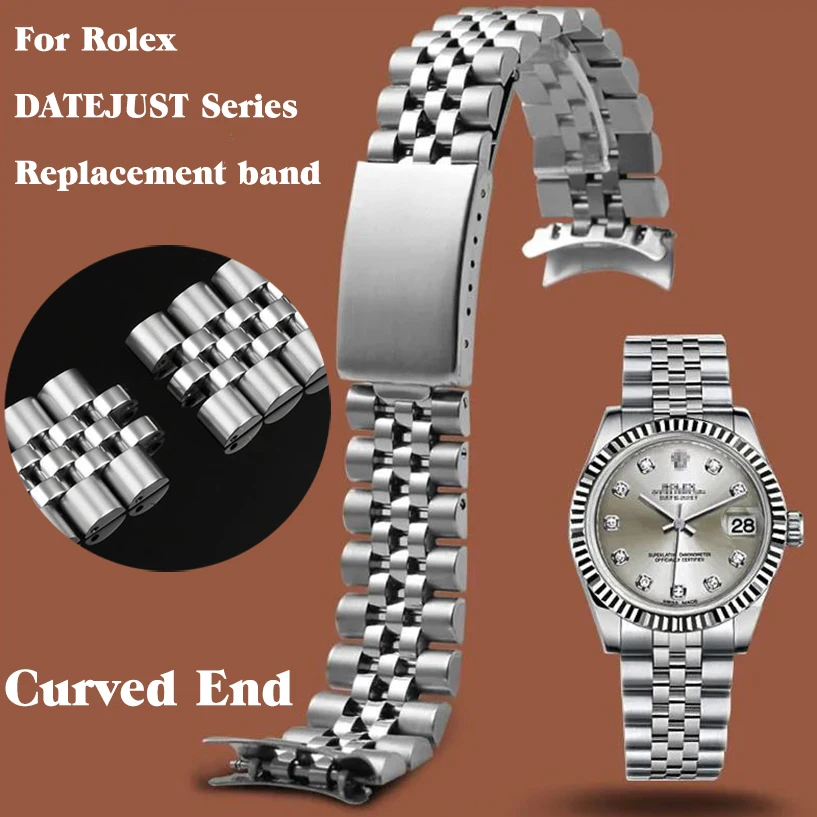 Curved End Metal Stainless Steel Strap for Rolex DATEJUST Luxury Bracelet Watch Band Accessories Men 18mm 19mm 20mm 21mm 22mm