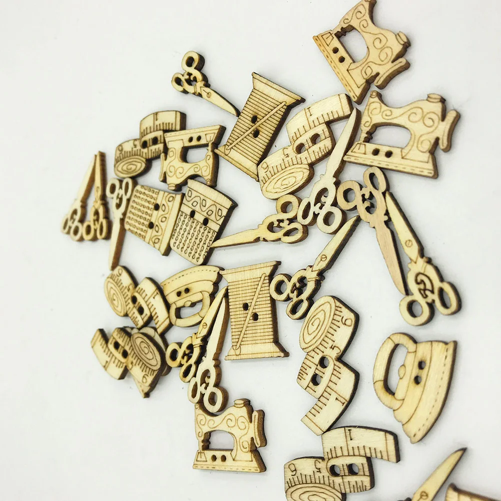 

Wooden Buttons Shapes Woodcrafts Craft Unfinished Cutouts Cartoon Snaps Creative