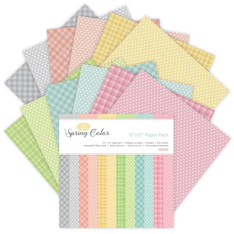 

24 pages 6 inches X 6 inches DIY photo album scrapbooks manual craft paper background paper decoration Spring color Dot plaid