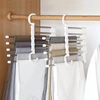 multifunction 5 in 1 adjustable pants rack wardrobe storage hanger towel scarf trousers non slip hangers closet organizer
