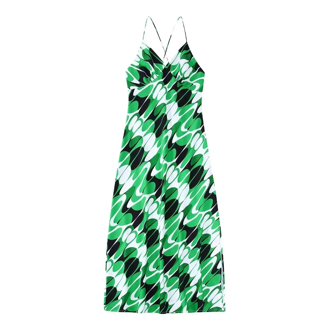 

Huaxiafan New Fashion Women Casual Suspender Sleeveless Dresses Printed Lingerie Dress Party Dress