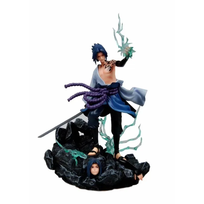 Аниме периферийная статуя Наруто Учиха Итачи со сменной головой стоя из ПВХ