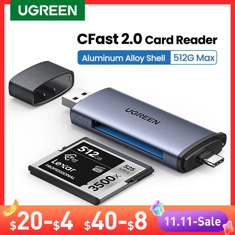 

Кардридер UGREEN CFast2.0, USB 3,0/Type-C к CF, карта памяти для ноутбука, ПК, iPad, смартфона, DSLR-камеры, HD-видеокамеры, металлический корпус