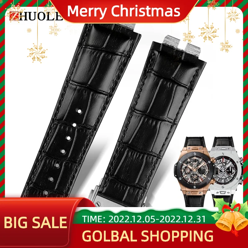 High Quality Genuine leather watch band Bracelet For Hublot Big Bang 411 quick release cowhide leather strap 27mm Free tools