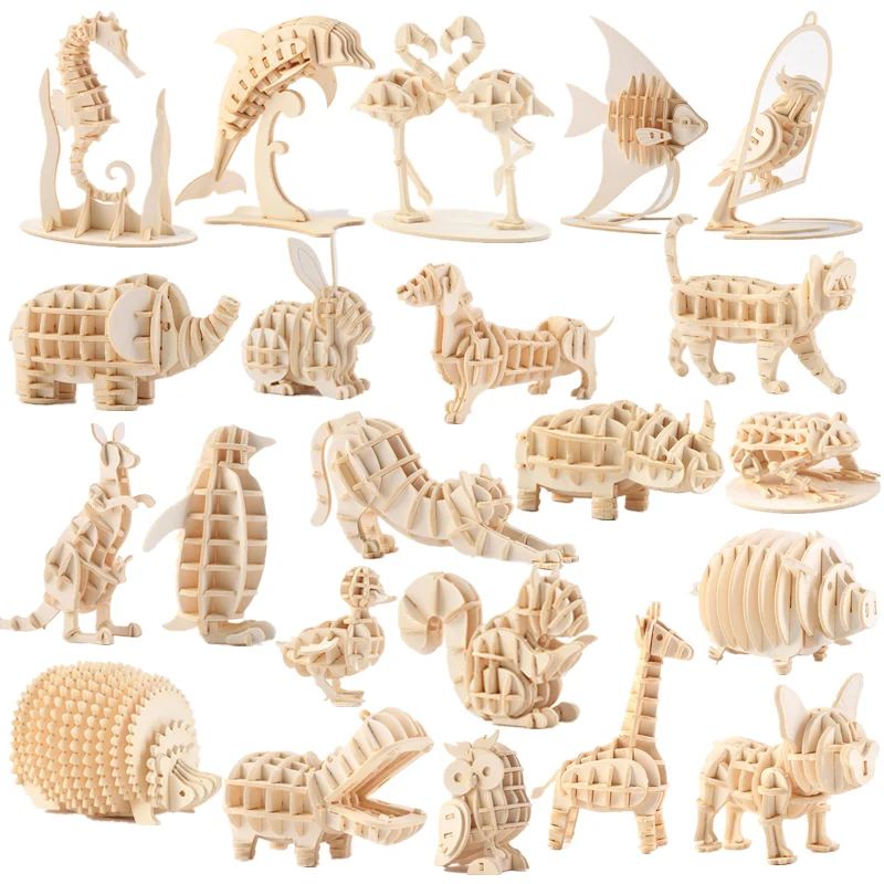 

3D Ornaments Wooden Puzzle Animal Assembly Kits DIY Table Decoration Safe and Non-Toxic Easy Punch Out Gift Children Puzzle