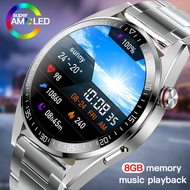 

ZODVBOZ New AMOLED Smart Watch Men Always-on HD Display Screen 8GB Memory Local Music Playback Recording Waterproof Smartwatch